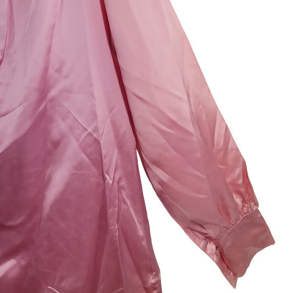 Hollywood Blouse by Praw Satin High Neck Long Sleeve Barbiecore Vintage Blouse - Picture 8 of 13